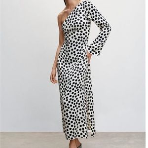 Mango Polka-dot asymmetrical dress